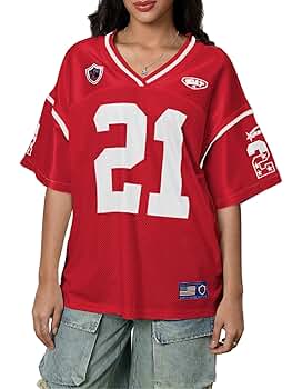 SHENHE Women's Oversized Jersey Y2K Number Print Graphic